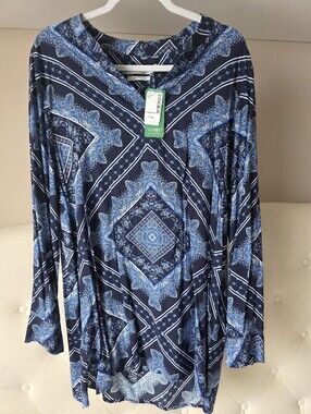 NWT Contemporaine -sz L- Blue Bohemian Babe Tunic